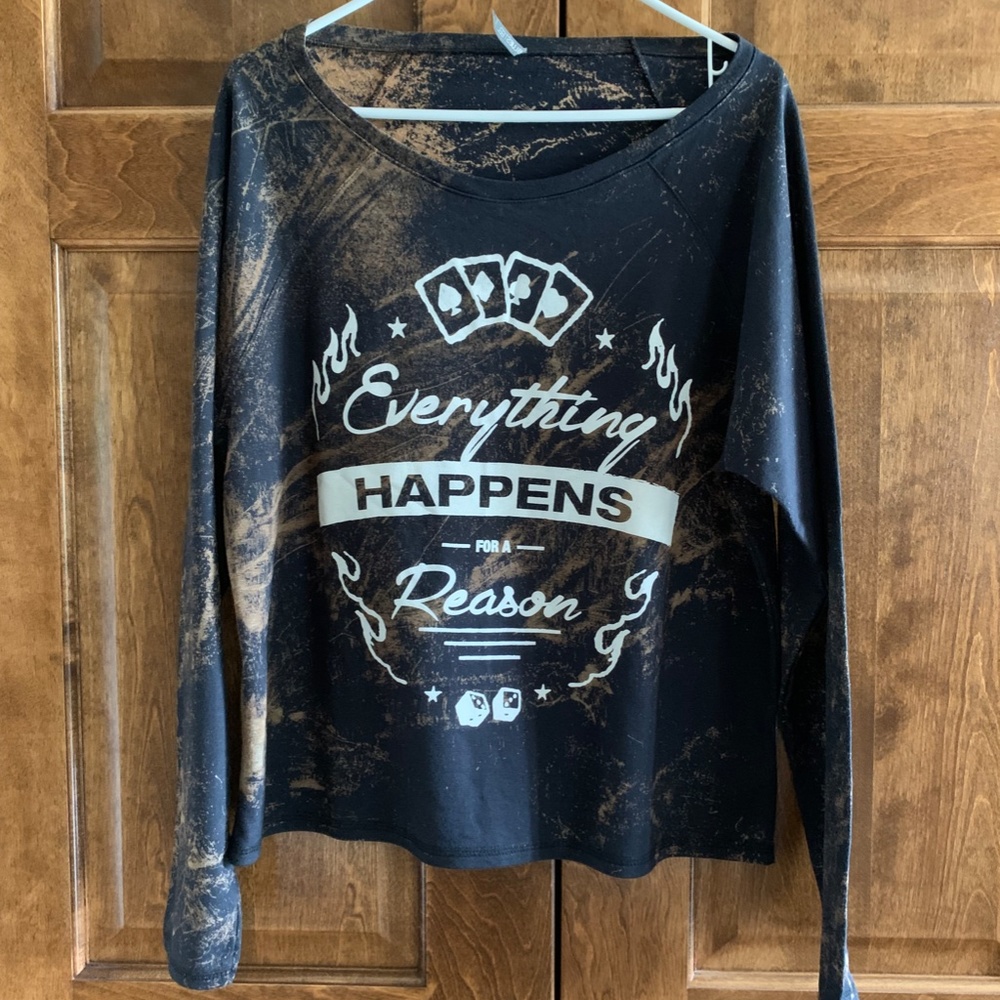 "Everything Happens for a Reason" Black and Copper Sweatshirt - Size Women's GG